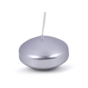 Świeca pływająca pastylka DONAU HOME, lakierowana, 48x28 mm, 12 szt., srebrna