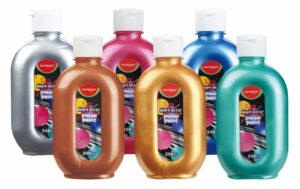 Farba plakatowa KEYROAD, 300ml, butelka, mix kolorów metalicznych