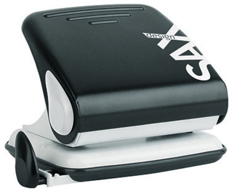 Dziurkacz SAXDesign 418 paperbox, dziurkuje do 30 kartek, czarny - obrazek 2