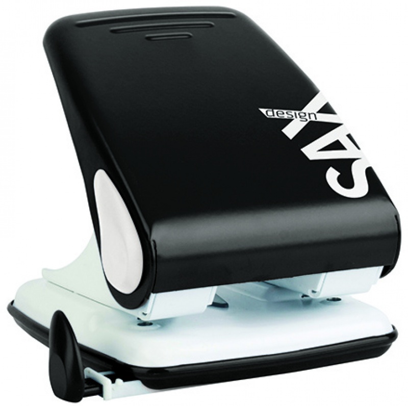 Dziurkacz SAXDesign 518 paperbox, dziurkuje do 40 kartek, czarny - obrazek 2