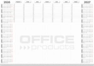 Podkładka na biurko OFFICE PRODUCTS, planer 2026/2027, biuwar 594x420mm A2 ,52k., biała