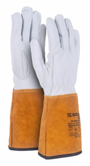 Rękawice spawalnicze DONAU SAFETY DS-KEV WELTIG, kevlar, skóra kozia, rozm. 10/XL, biało-złote