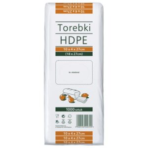 Torebki spożywcze SARANTIS, HDPE, 10x4x27cm, 1000 szt., transparentne