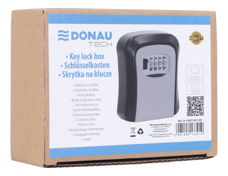 Skrytka na klucze DONAU TECH, 115x95x40 mm, czarno-srebrna - obrazek 7