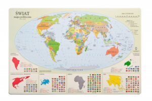 Podkładka na biurko GŁOWALA, mapa polityczna Świata, 58x38cm