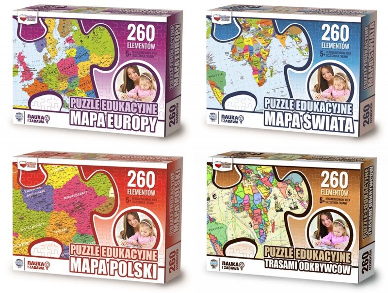 Puzzle edukacyjne GŁOWALA, mapa Europy, 260 elementów, 60x40cm - obrazek 2