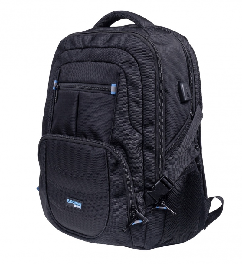 Plecak DONAU TRAVEL Amsterdam, 17", 35l, USB + kabel USB-C, czarny - obrazek 2