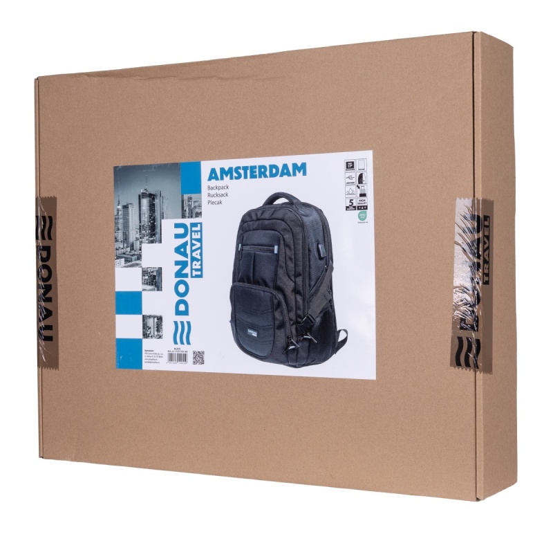 Plecak DONAU TRAVEL Amsterdam, 17", 35l, USB + kabel USB-C, czarny - obrazek 5