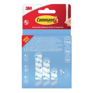Paski samoprzylepne COMMAND™ (17200), wymienne, 4 duże + 4 średnie + 8 małych, transparentne