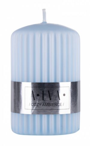 Świeca słupek ryflowana DONAU HOME Alva, 60x90mm, błękitny