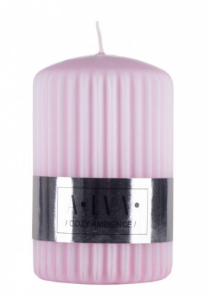 Świeca słupek ryflowana DONAU HOME Alva, 60x90mm, różowy
