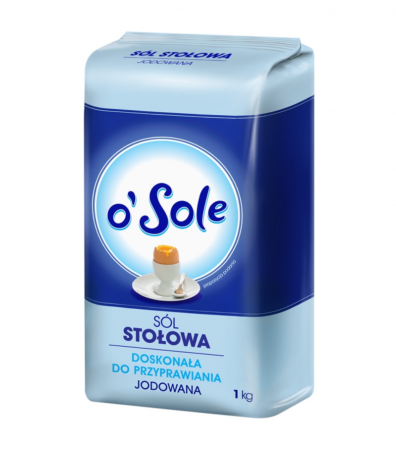 Sól stołowa jodowana O'SOLE, 1000g - obrazek 2