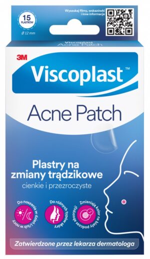 Plastry na zmiany trądzikowe VISCOPLAST-3M Acne Patch, Ø 12 mm, 15 szt., pudełko