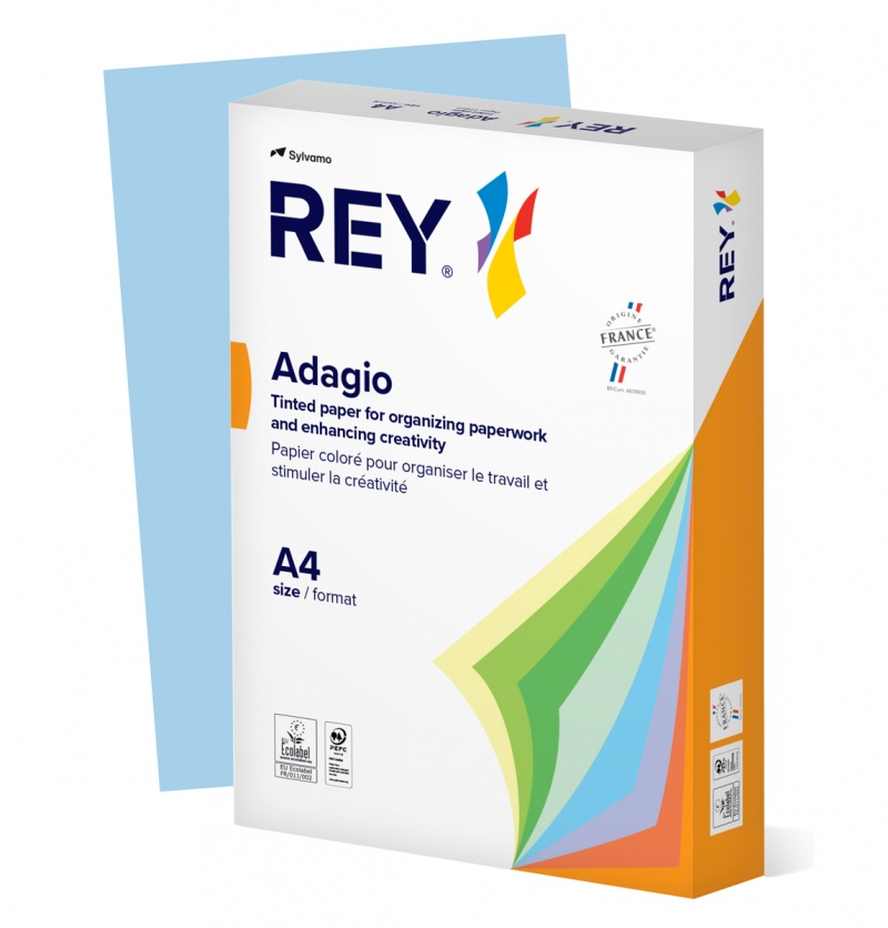 Papier ksero REY ADAGIO, A4, 160gsm, 01 niebieski pastel *RYADA160X469 R100, 250 ark. - obrazek 2
