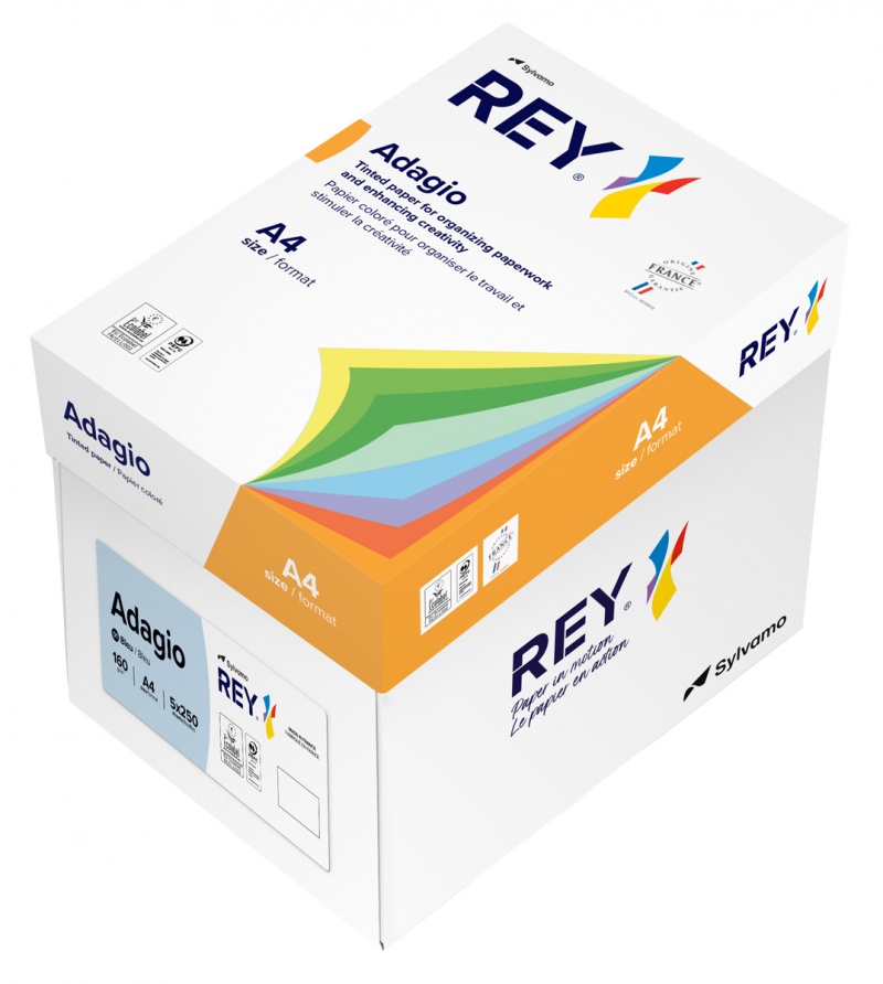 Papier ksero REY ADAGIO, A4, 160gsm, 01 niebieski pastel *RYADA160X469 R100, 250 ark. - obrazek 3