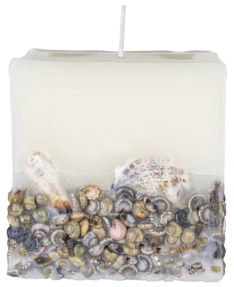 Świeca kwadrat DONAU HOME Brezza, 90x90mm, morska bryza, biały - obrazek 2