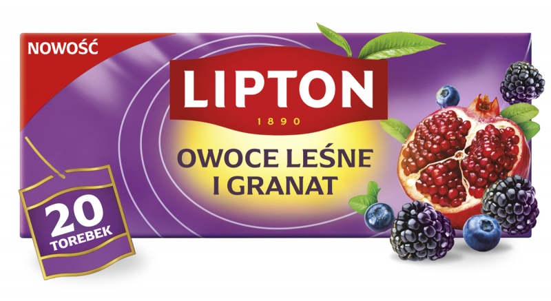 Herbata LIPTON owocowa, owoce leśne i granat, 20 torebek - obrazek 2