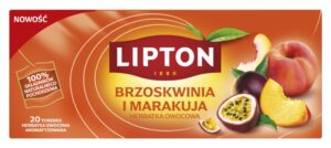 Herbata LIPTON owocowa, brzoskwinia i marakuja, 20 torebek