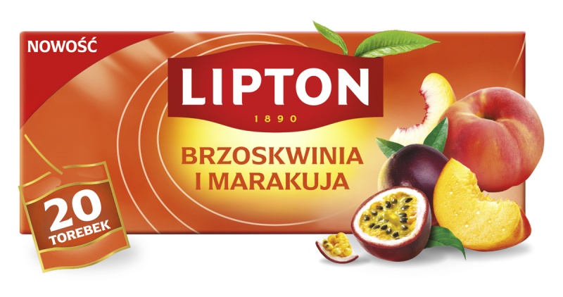Herbata LIPTON owocowa, brzoskwinia i marakuja, 20 torebek - obrazek 2