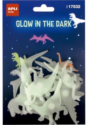Naklejki świecące w ciemności APLI, dinozaury, 9 szt.