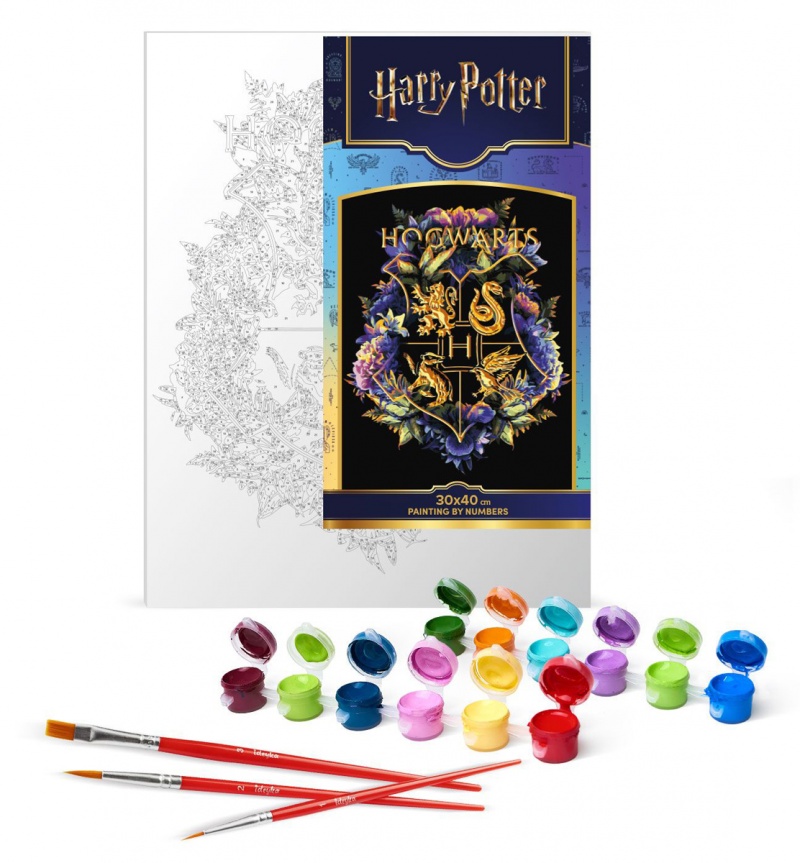Malowanie po numerach IDEYKA, 30x40cm, metallic, Harry Potter - Herb Hogwartu, 1 szt. - obrazek 2