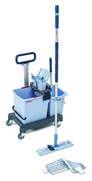 Zestaw VILEDA Professional UltraSpeed Pro Ready to Go, wózek dwuwiaderkowy, kij teleskopowy, wkład r-MicroLite Max mop
