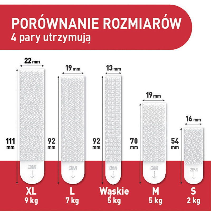 Rzepy COMMAND™ (17203WHI-12-PTGR-VP), do wieszania obrazów, małe i średnie, zestaw 4+8 par (24 rzepy), białe - obrazek 7