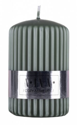 Świeca słupek ryflowana DONAU HOME Alva, 60x90mm, zielony