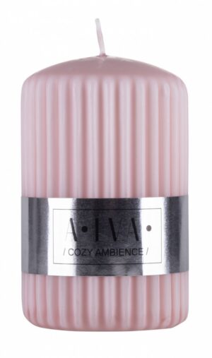 Świeca słupek ryflowana DONAU HOME Alva, 60x90mm, brudny róż