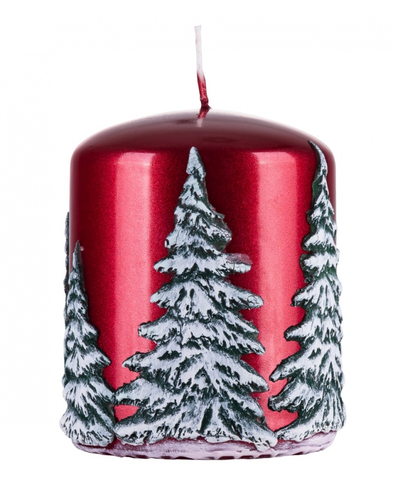 Świeca słupek DONAU HOME Frozen Dreams, 70x90mm, czerwony