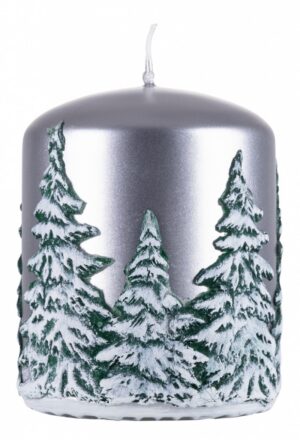 Świeca słupek DONAU HOME Frozen Dreams, 70x90mm, srebrny