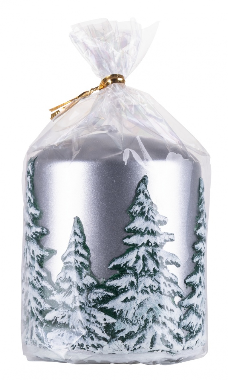 Świeca słupek DONAU HOME Frozen Dreams, 70x90mm, srebrny - obrazek 2