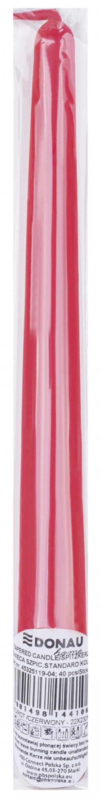 Świeca szpic DONAU HOME Standard Kolor, 22x230mm, 40 szt., czerwony - obrazek 2