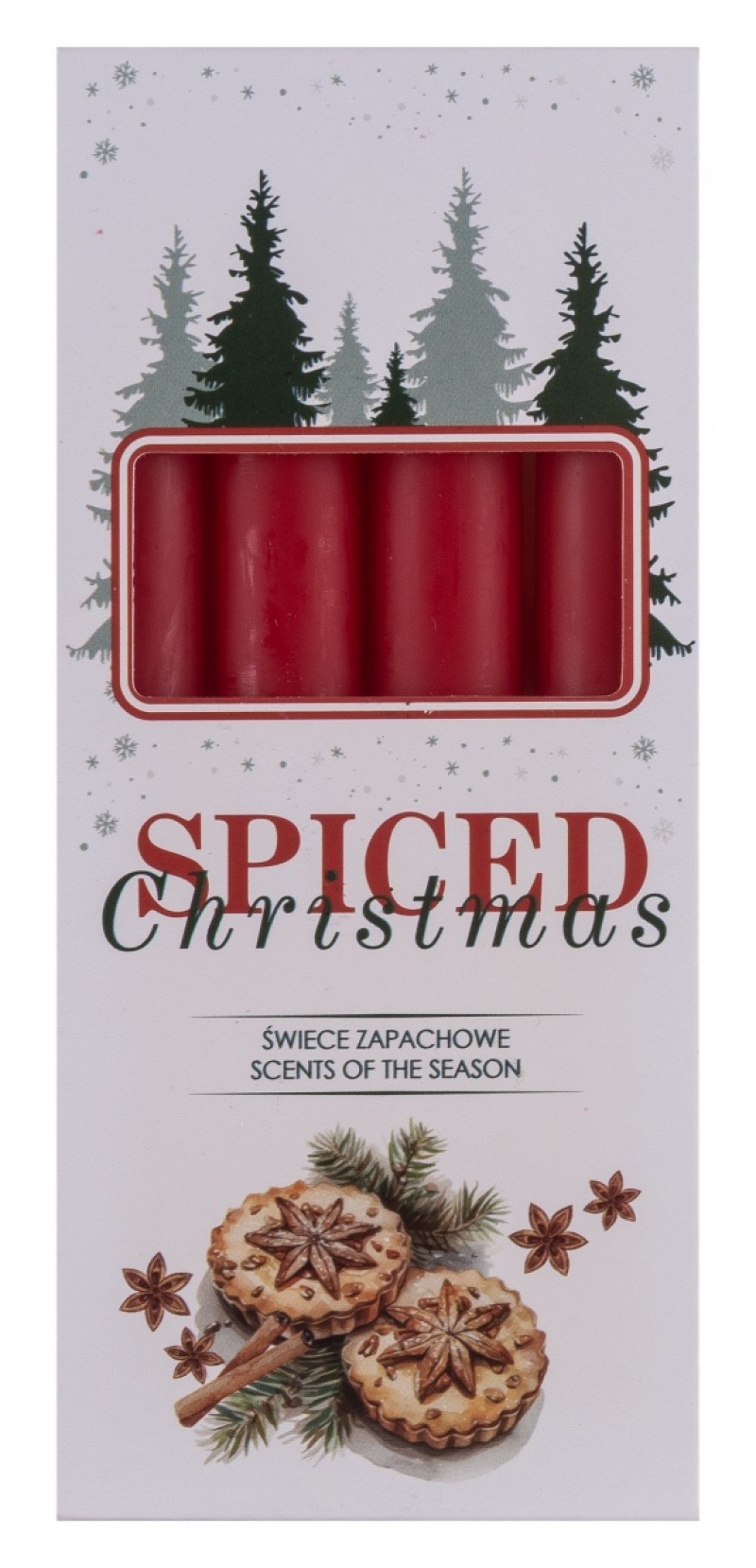 Świeca stołowa DONAU HOME Spiced Christmas, 20x170mm, 4 szt., ciastka korzenne, czerwony - obrazek 2