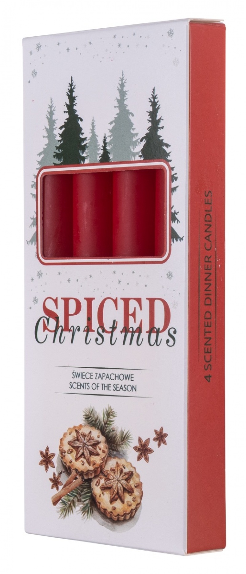 Świeca stołowa DONAU HOME Spiced Christmas, 20x170mm, 4 szt., ciastka korzenne, czerwony - obrazek 3