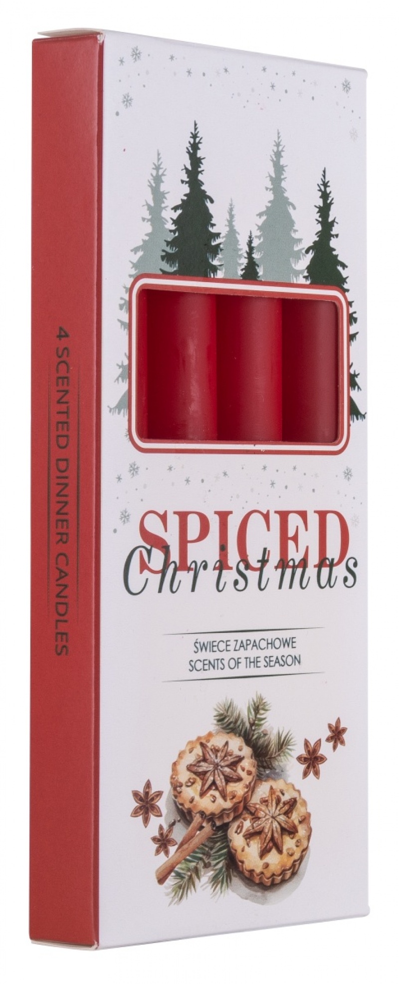 Świeca stołowa DONAU HOME Spiced Christmas, 20x170mm, 4 szt., ciastka korzenne, czerwony - obrazek 4