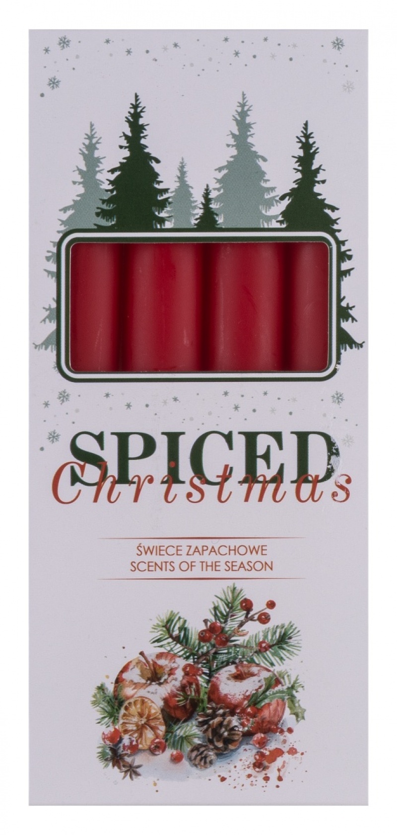 Świeca stołowa DONAU HOME Spiced Christmas, 20x170mm, 4 szt., jabłko z cynamonem, czerwony - obrazek 2