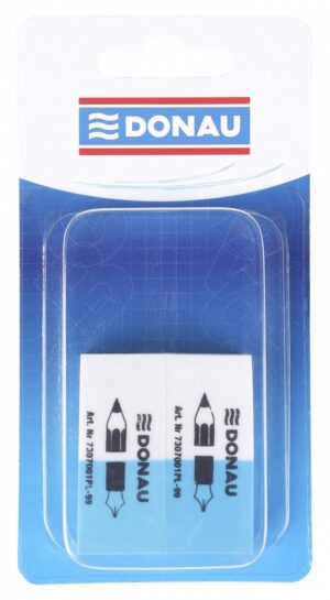 Gumka wielofunkcyjna DONAU, 41x18x11mm, 2 szt., blister, niebiesko-biała
