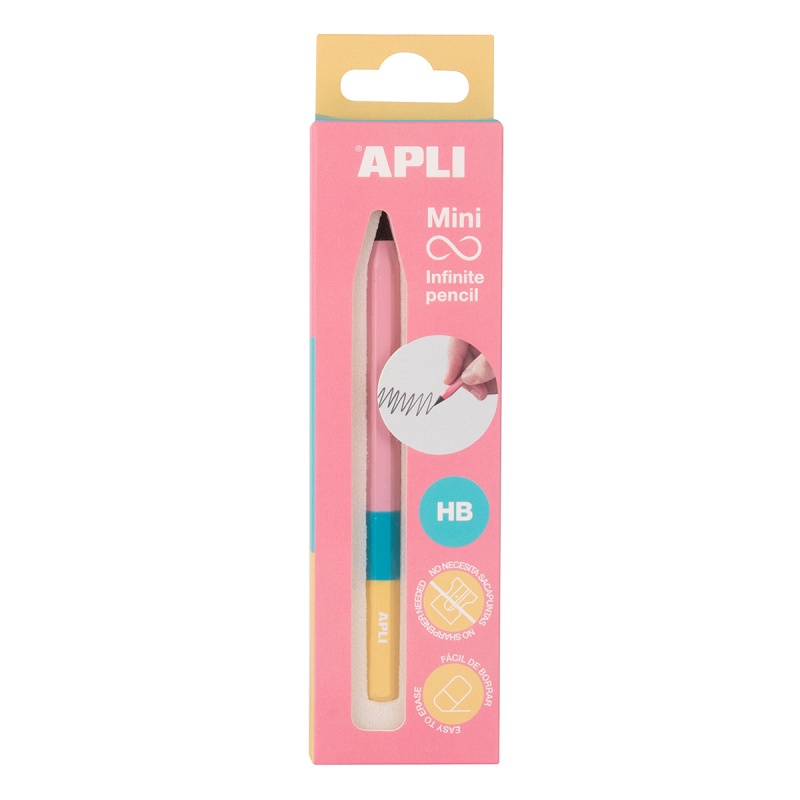 Ołówek wieczny APLI Infinite Tricolor, HB, 1 szt., pudełko kartonowe z zawieszką, różowy - obrazek 2