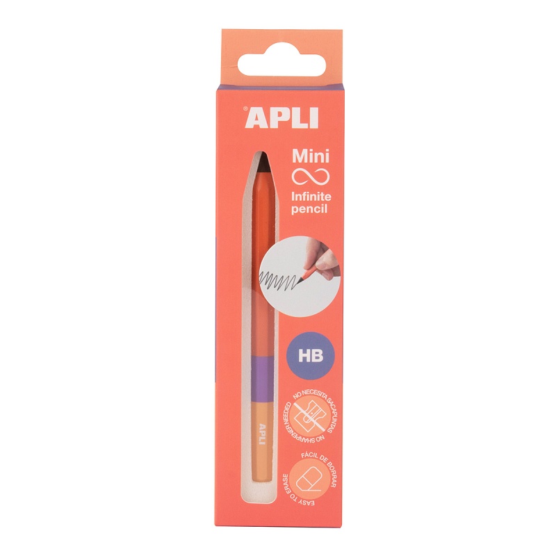 Ołówek wieczny APLI Infinite Tricolor, HB, 1 szt., pudełko kartonowe z zawieszką, pomarańczowy - obrazek 2