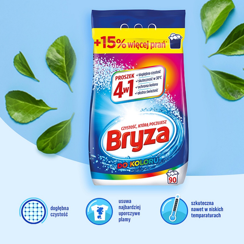 Proszek do prania BRYZA, 4w1 kolor, 5,85 kg, 90 prań - obrazek 2