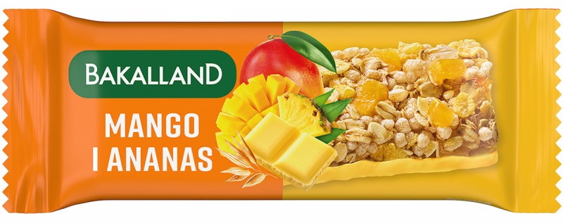 Baton zbożowy BAKALLAND, mango i ananas, 40g