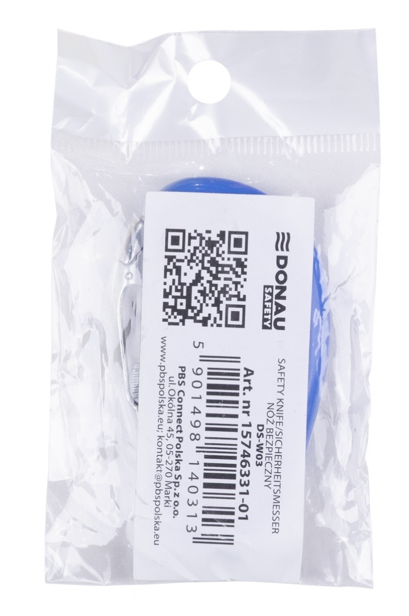 Nóż bezpieczny DONAU SAFETY DS-WO3, wymienne ostrze, zawieszka, niebieski - obrazek 3