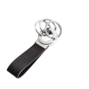 Brelok TROIKA Key-Click, 3 kółka do kluczy, czarna skóra