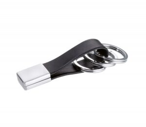 Brelok TROIKA Twister, 3 kółka do kluczy, skóra/metal, czarny
