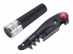 Zestaw do wina TROIKA Weinprobe, korkociąg + nożyk + zatyczka, czarny