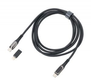 Kabel ładujący TROIKA Speedy XL, 2m, przejściówka USC-C na lightning, czarny