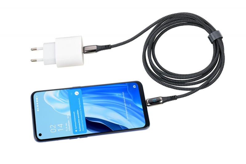 Kabel ładujący TROIKA Speedy XL, 2m, przejściówka USC-C na lightning, czarny - obrazek 2