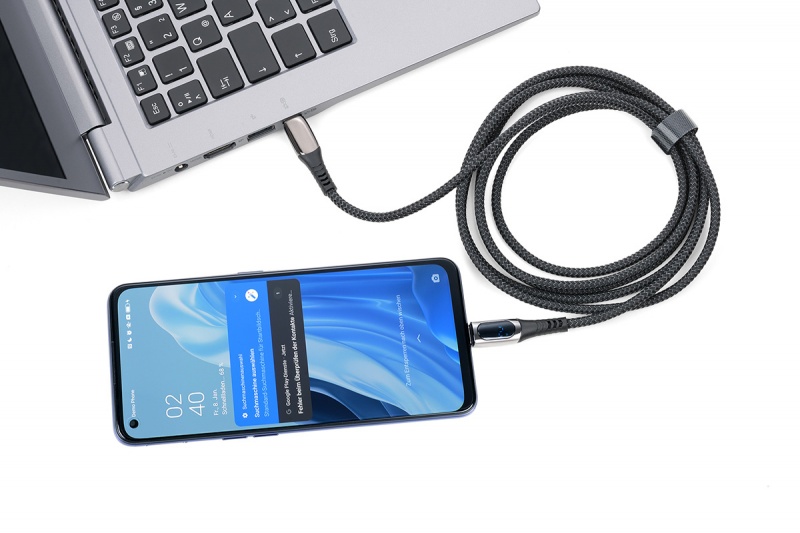 Kabel ładujący TROIKA Speedy XL, 2m, przejściówka USC-C na lightning, czarny - obrazek 3