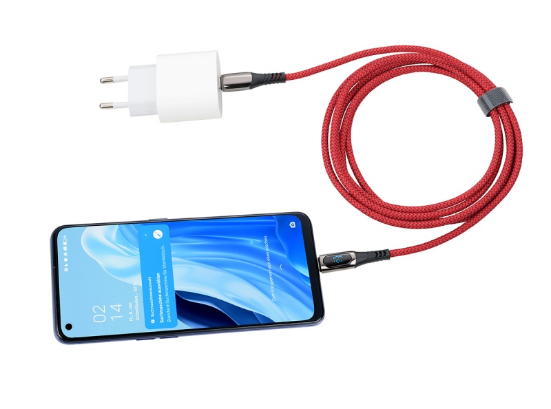 Kabel ładujący TROIKA Speedy XL, 2m, przejściówka USC-C na lightning, czerwony - obrazek 2